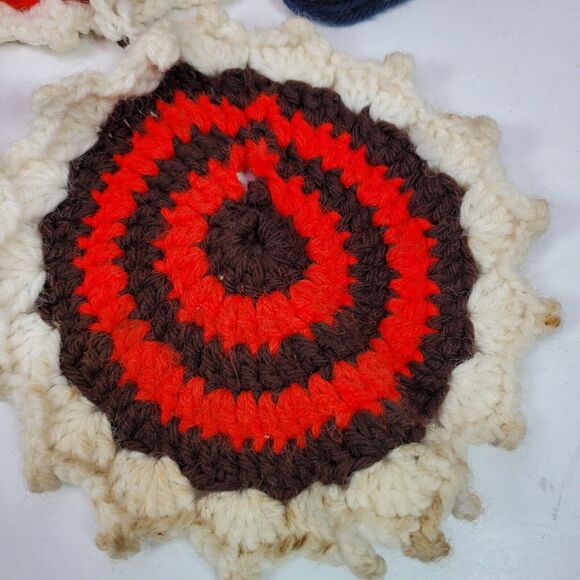 Vintage 1970s Handmade Crochet Pot Holders w/ Indian Child 15 Inch Top To Bottom - Picture 2 of 5